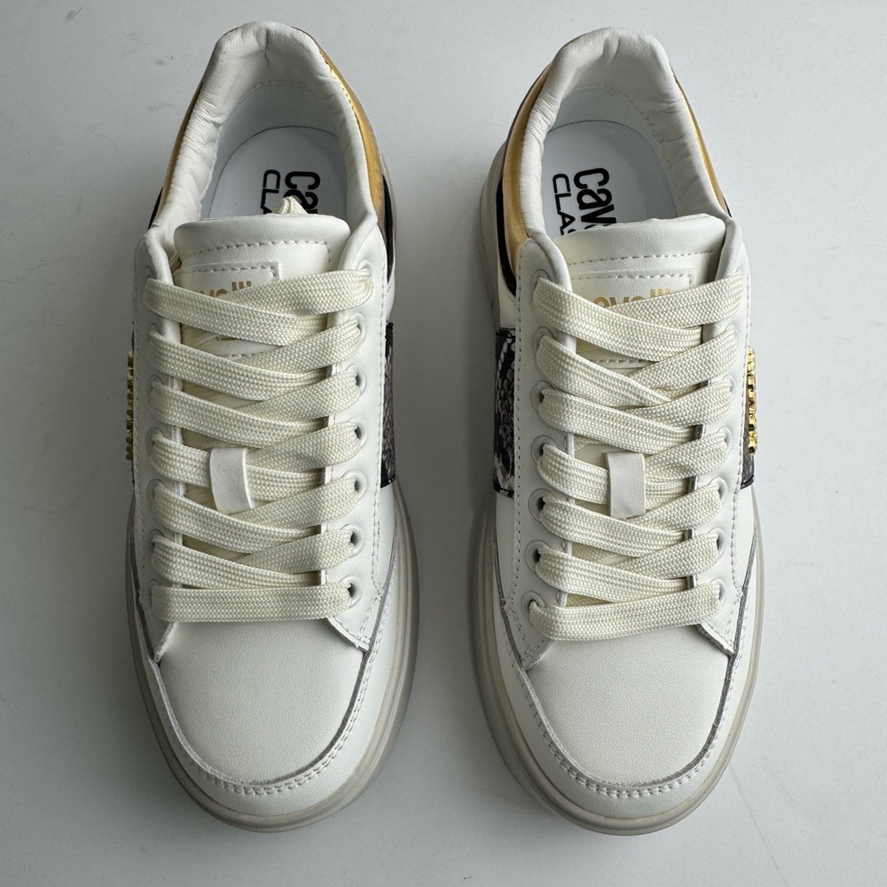 Roberto Cavalli leather White and Gold Women's Sneakers - Picture 6 of 13